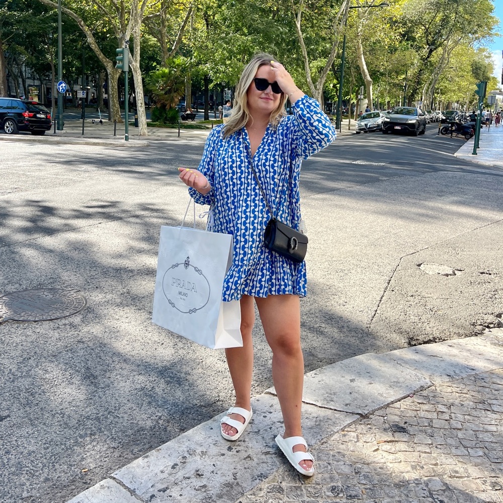 Zara Patterned Mini Dress w/ Ruffle